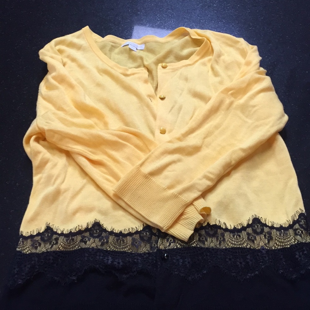 Cardigan with black lace bottom